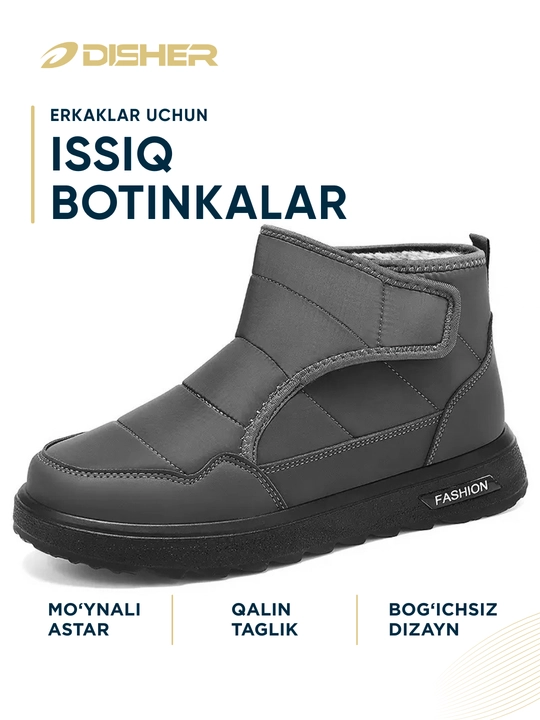 Erkaklar botinkalari DISHER Winterford, issiq, 39–45, mo‘ynali, bog‘ichsiz