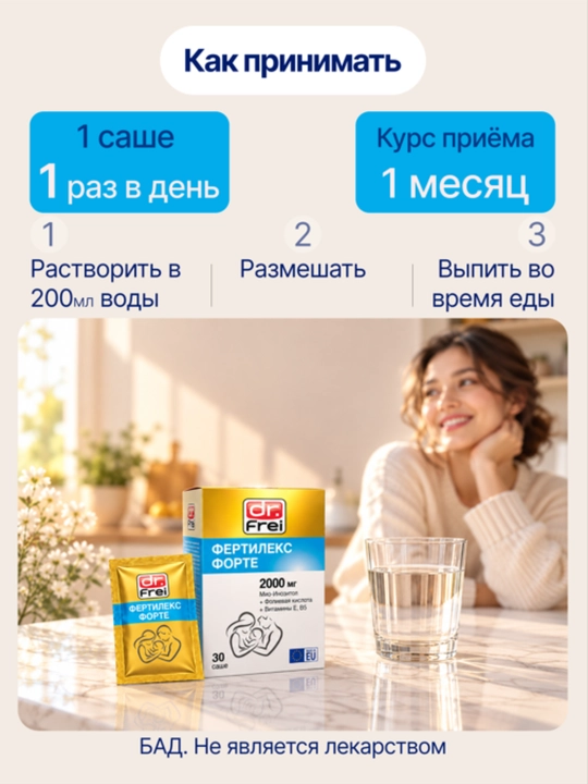 Fertileks forte dr. Frei vitaminlari, ayollar uchun vitaminlar, inozitol, folat kislotasi