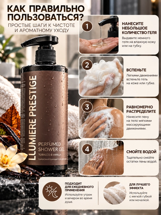 Парфюмированный гель для душа LUMIERE PRESTIGE, 1000 мл