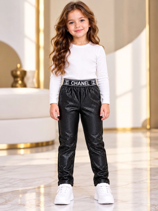 Qiz bolalar uchun issiq shim Chanel, naxli losina (legginsi), qalin qishki jinsi shim - 