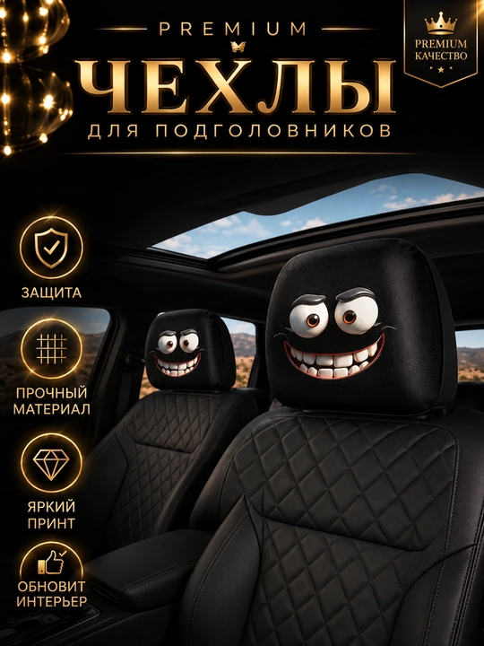 Чехол на подголовник автомобиля, чехол на сиденье, 1 штука, страшный чехол, пранк - 