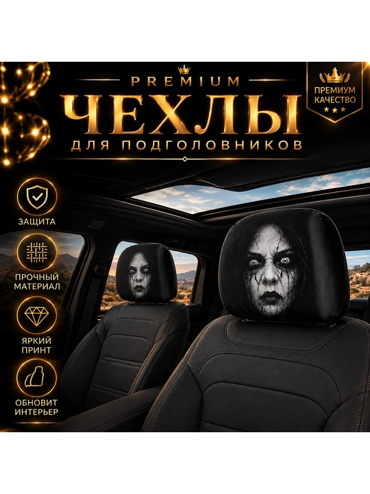 Чехол на подголовник автомобиля, чехол на сиденье, 1 штука, страшный чехол, пранк - 