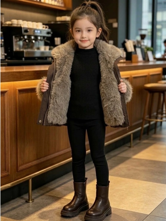 Куртка зимняя для девочки с меховым воротником теплая, 4–8 лет