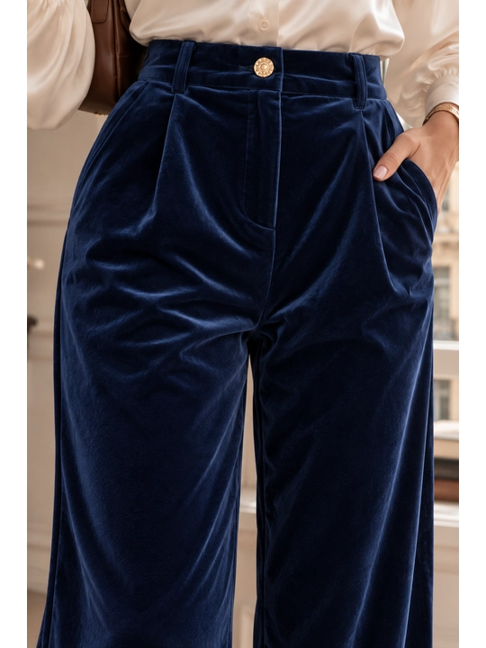 Ayollar uchun to‘g‘ri bichimli yumshoq velur shimlar, klassik model, S, M, L