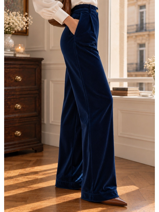Ayollar uchun to‘g‘ri bichimli yumshoq velur shimlar, klassik model, S, M, L