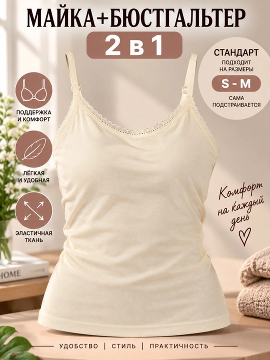 Ayollar maykasi 2 tasi 1 da byustgalterli yupqa bretelkali krujevali top. Mayka ayollarga