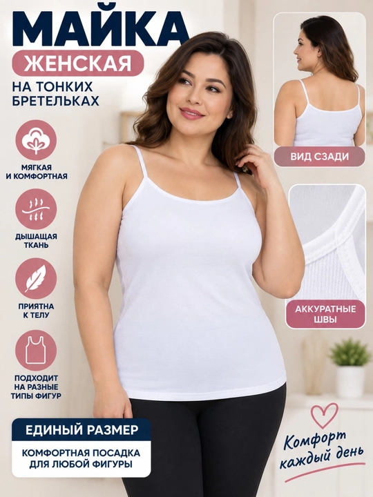 Женская майка 2 в 1 с чашкой на тонких бретелях кружевной топ. Топик женский - 