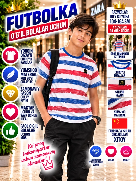 O'g'il bolalar uchun futbolka - 
