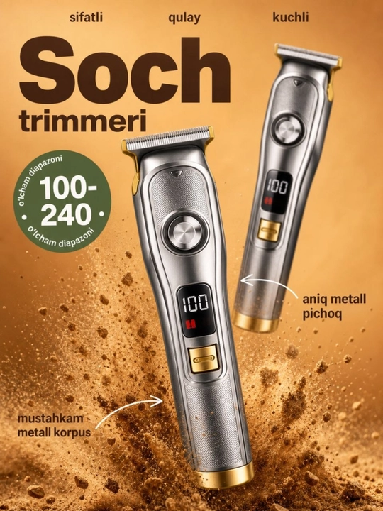 Simsiz trimmer MAC MC-072 soch, soqol tekislash va kantovka uchun professional mashinka - 