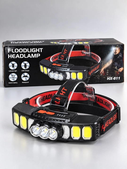 Налобный LED фонарь HX-811, USB-зарядка, водостойкий - 