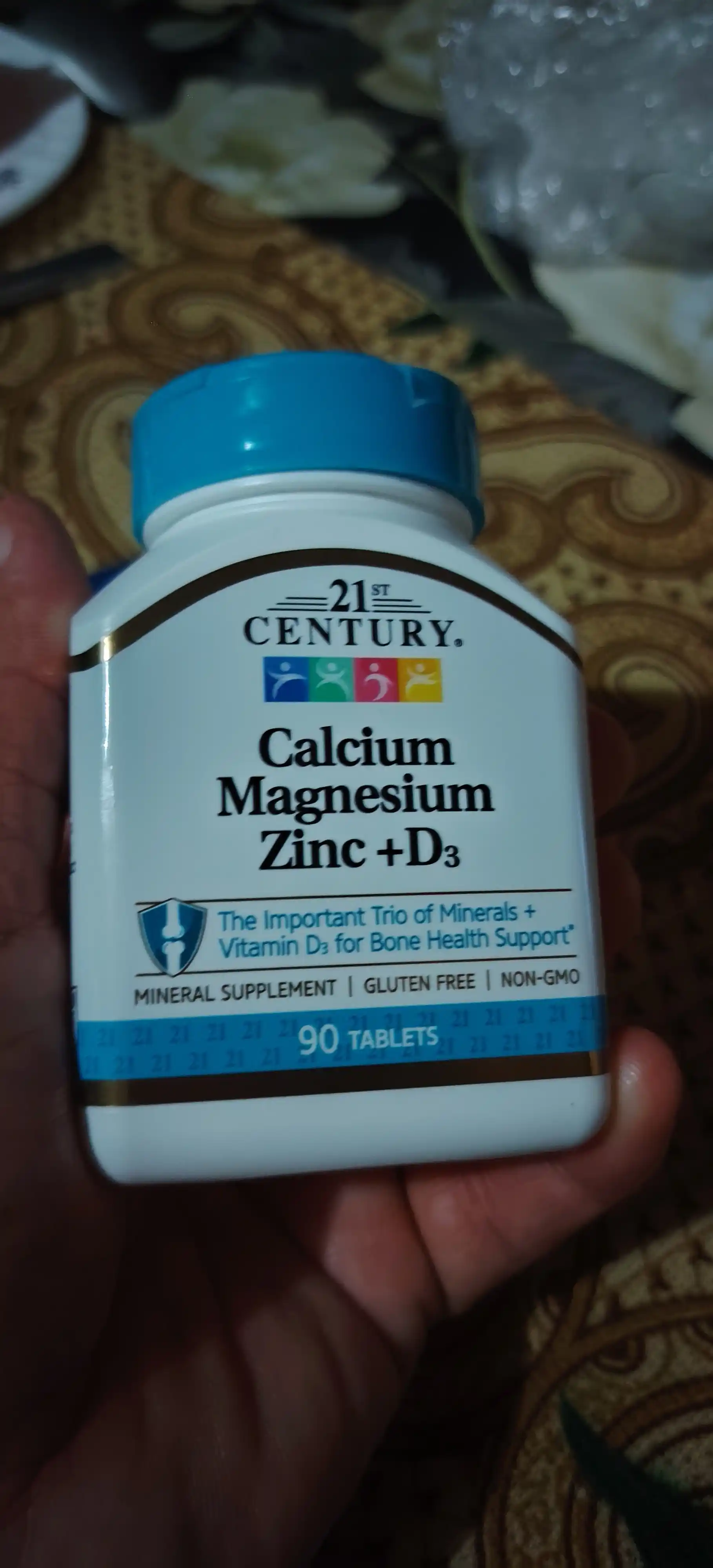 Кальций, Магний, Цинк, Витамин д3, 21st Century Calcium Magnesium Zinc + D3, 90 таблеток, Халяль