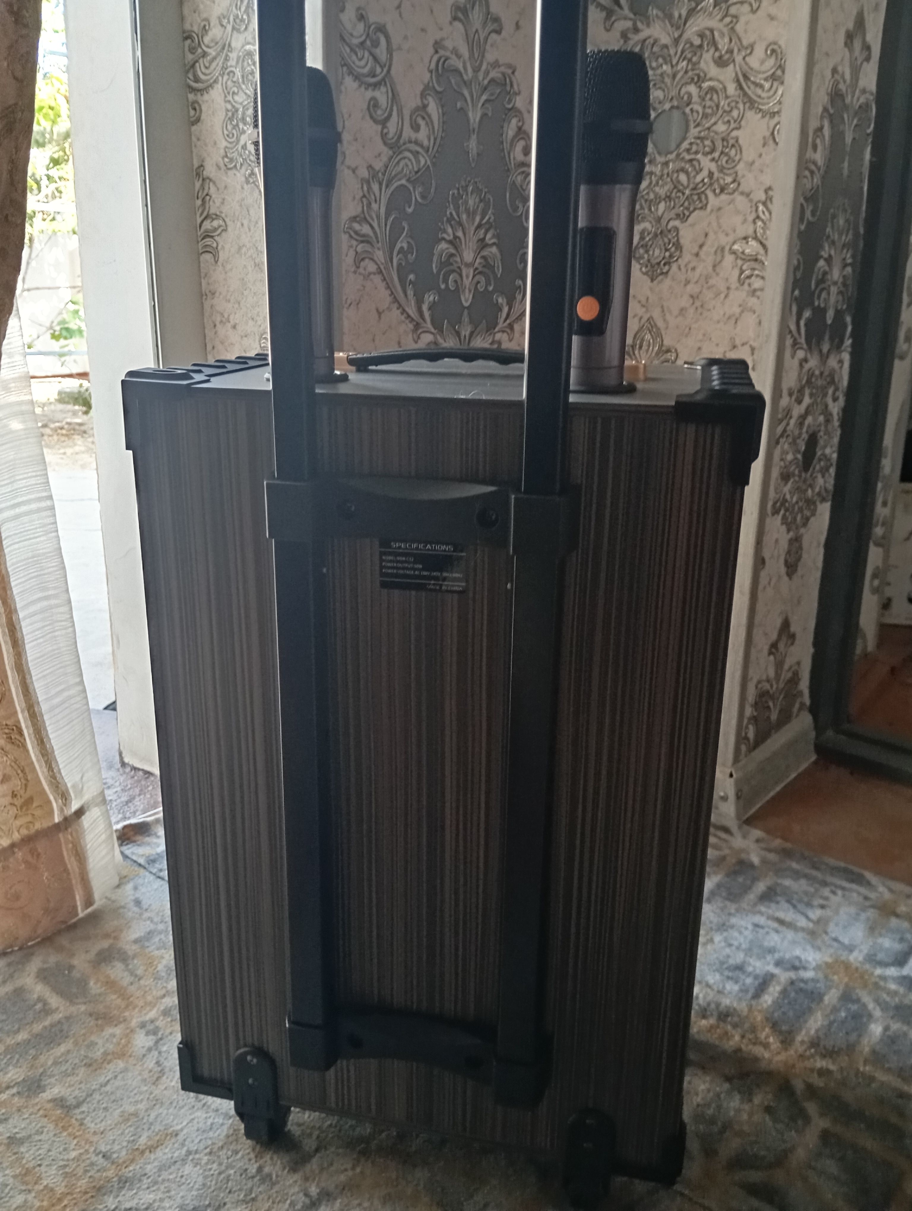Колонка Bluetooth 50W/40W караоке с 2 беспроводными микрофонами, пультом и LED подсветкой