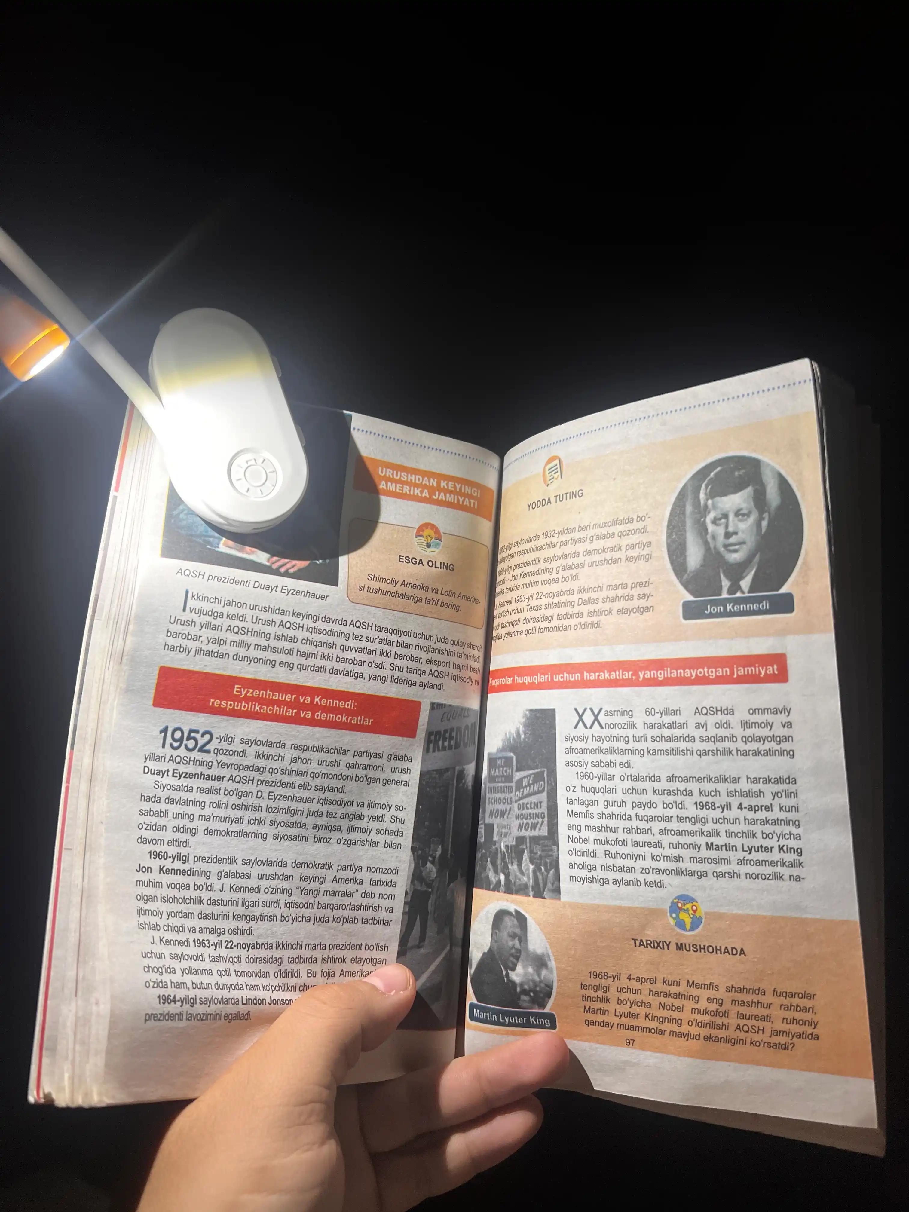 Kitob o‘qish uchun lampa, yoritgich va simsiz yoritgich