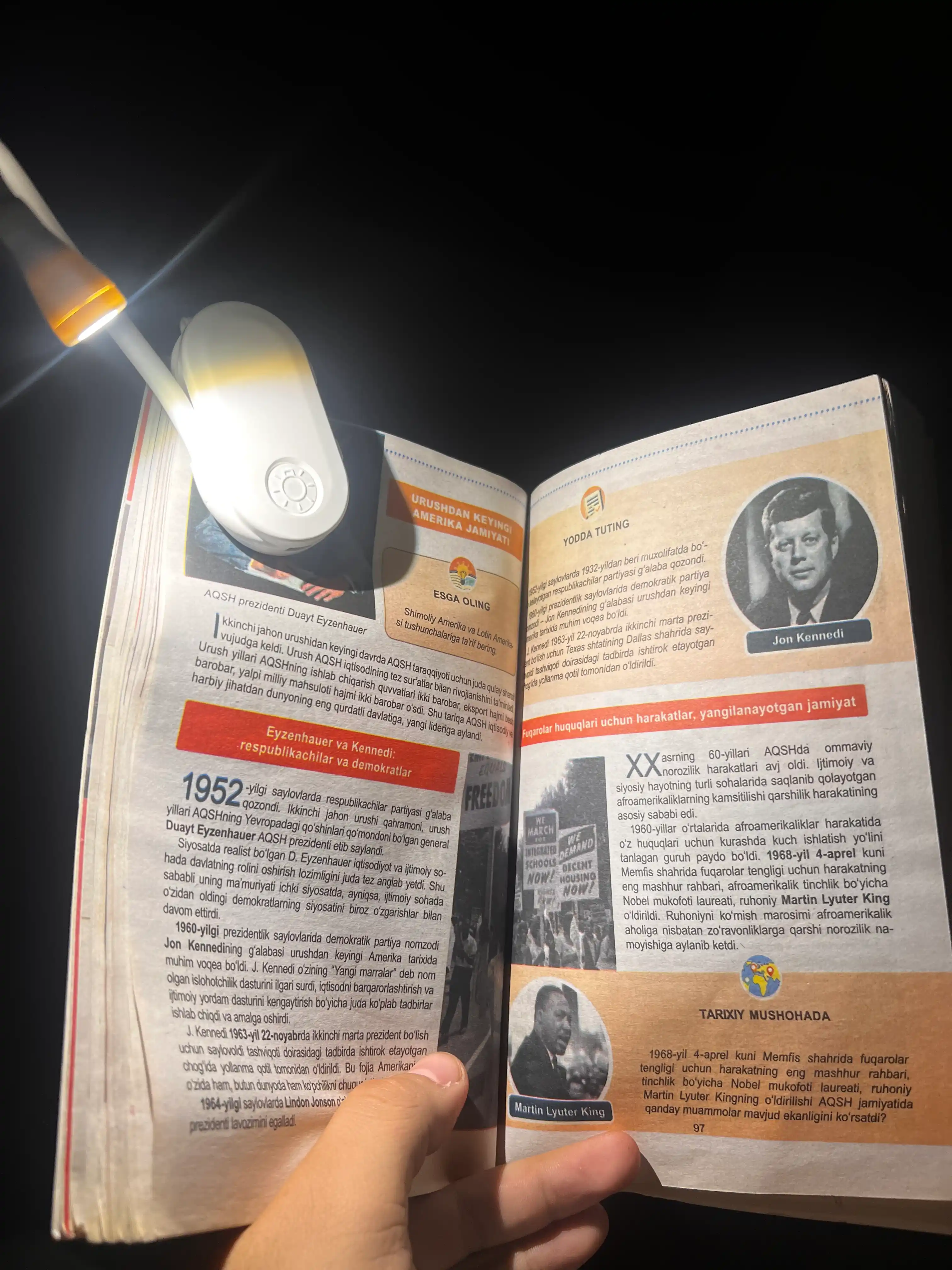 Kitob o‘qish uchun lampa, yoritgich va simsiz yoritgich
