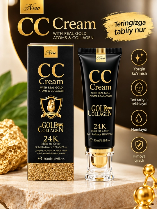 24K Gold kollagen CC Cream SPF60 tonal kremi, 50 ml - 