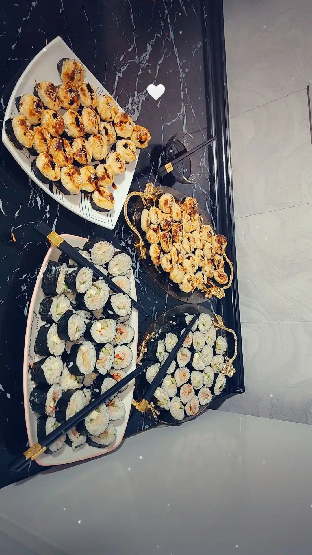 Ko'pmartalik xitoy tayoqchalar -5 juft, bambuk metal plastikdan, sushi ramyon rollar uchun