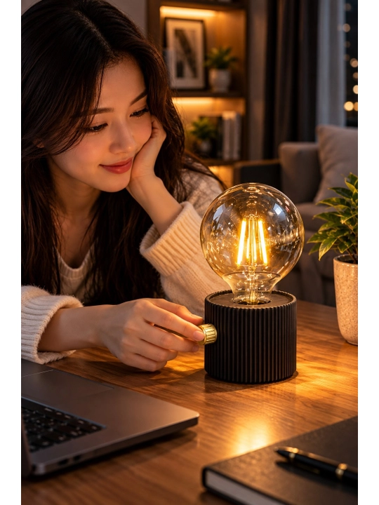Декоративная LED-лампа, шарообразная колба, белый/чёрный корпус - 