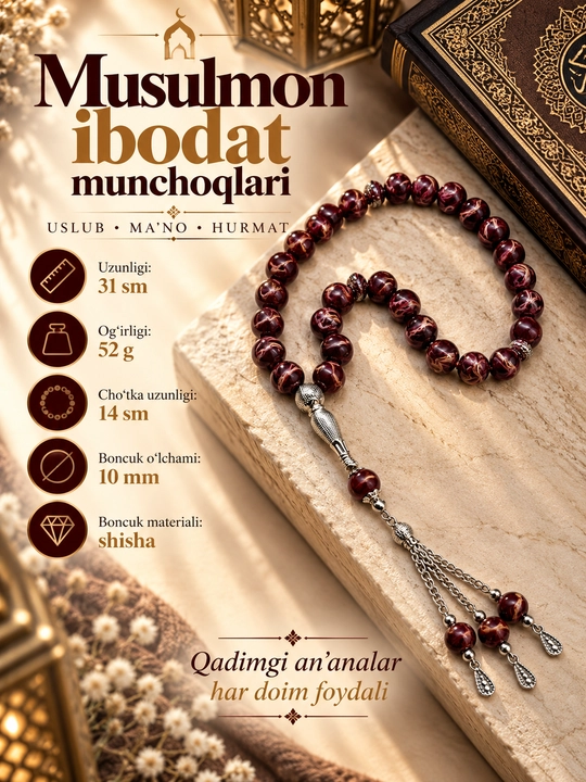 Tasbih, munchoqlar, zikr qilish uchun, tasbehlar erkaklar uchun