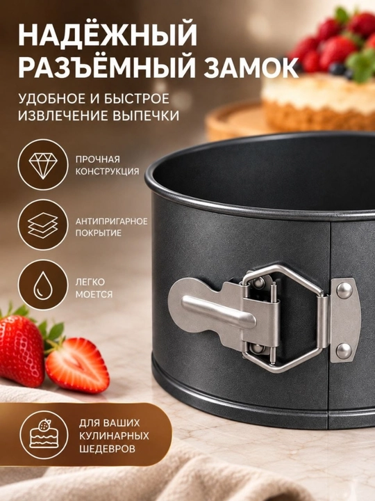 Разъёмные формы для выпечки тортов и десертов, набор 4 шт