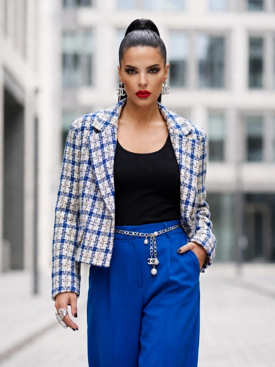 Zara yoki Chanel uslubidagi tvid pidjak, zamonaviy katta o‘lchamli pidjak