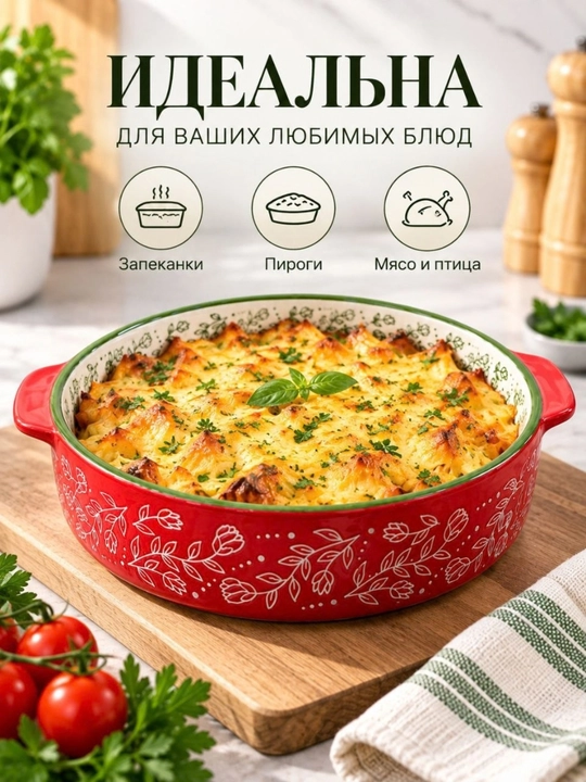 Керамическая форма для запекания с ручками