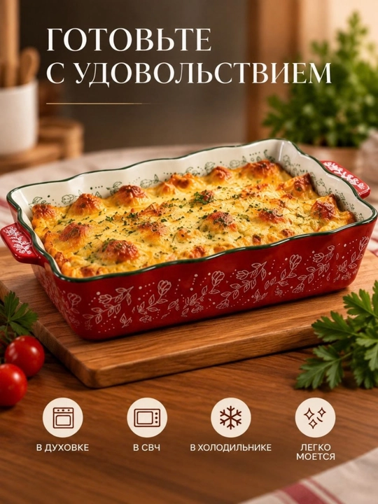 Керамическая форма для запекания с ручками