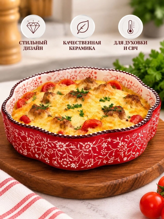 Керамическая форма для запекания с ручками
