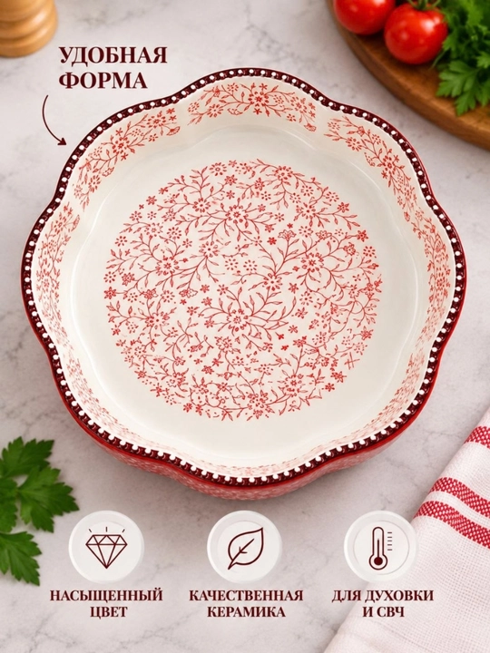 Керамическая форма для запекания с ручками