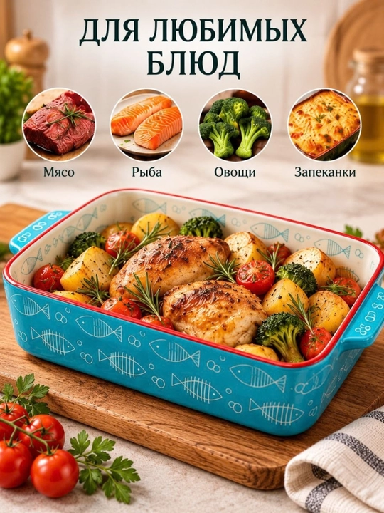 Керамическая форма для запекания с ручками