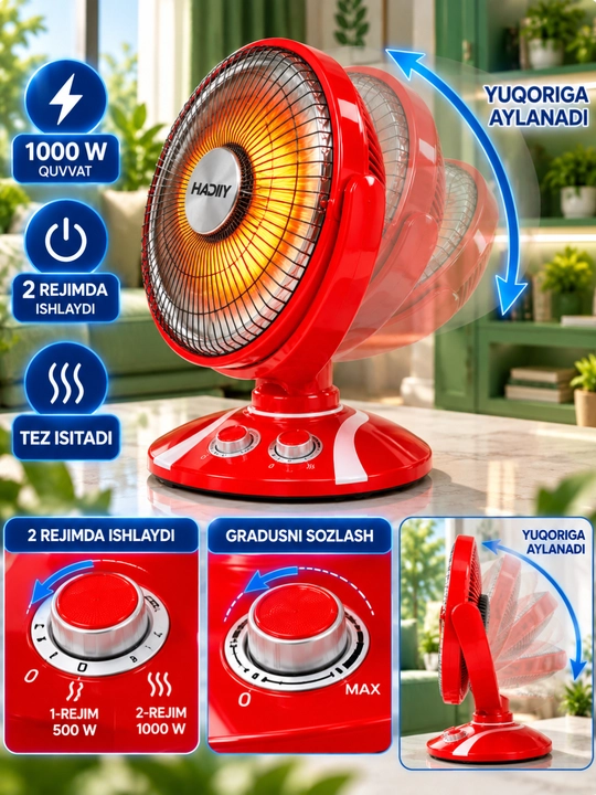 Elektr isitgich ,pechka, uy isitgich, isitgichla, 2 rejimli, tez isitish,  sozlamali