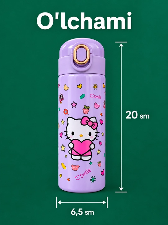 Termos, 400 ml, qiz bolalar uchun, maktab uchun zanglamaydigan po'latdan termos