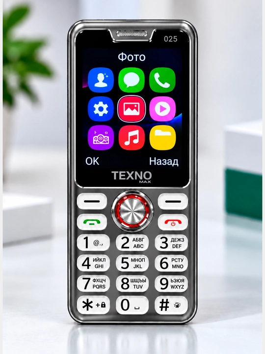 Texnomax 025 кнопочный телефон с двумя SIM, ярким экраном и удобным интерфейсом