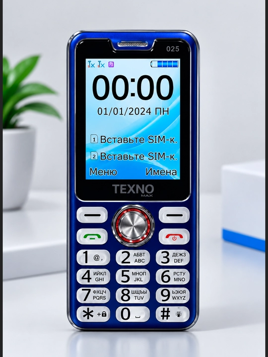 Texnomax 025 кнопочный телефон с двумя SIM, ярким экраном и удобным интерфейсом