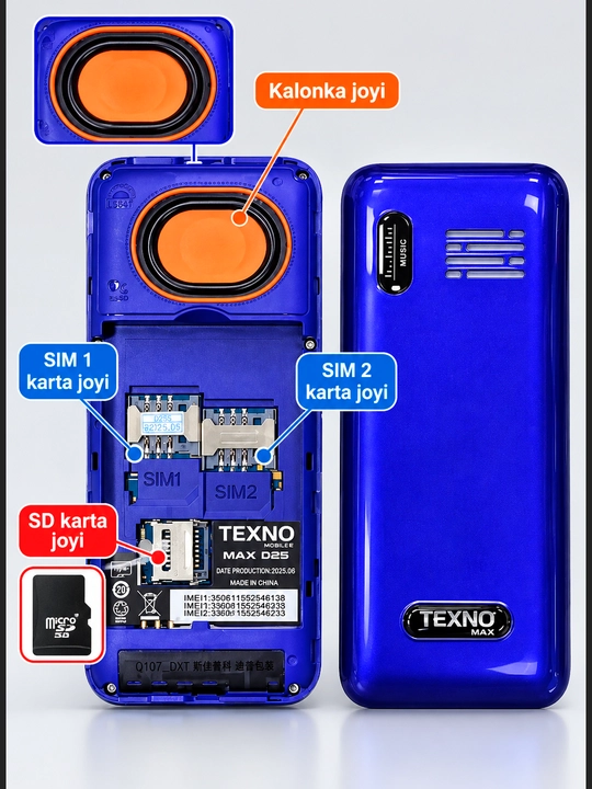 Texnomax 025 кнопочный телефон с двумя SIM, ярким экраном и удобным интерфейсом