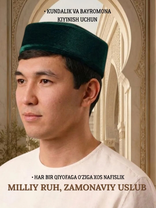 Do‘ppi, erkaklar, musulmoncha qalpoqcha, milliy, bosh kiyim