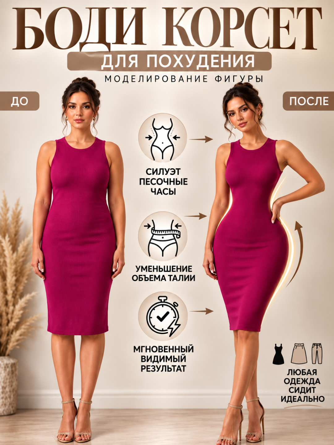 Корсет для похудения, подтяжки живота и талии для женщин, бесшовный