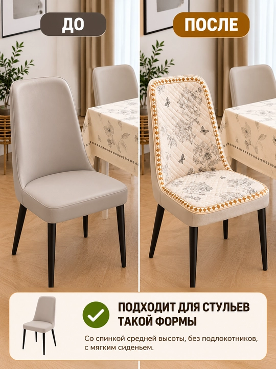 Чехол на стул универсальный, мягкий и плотный, 3 формы