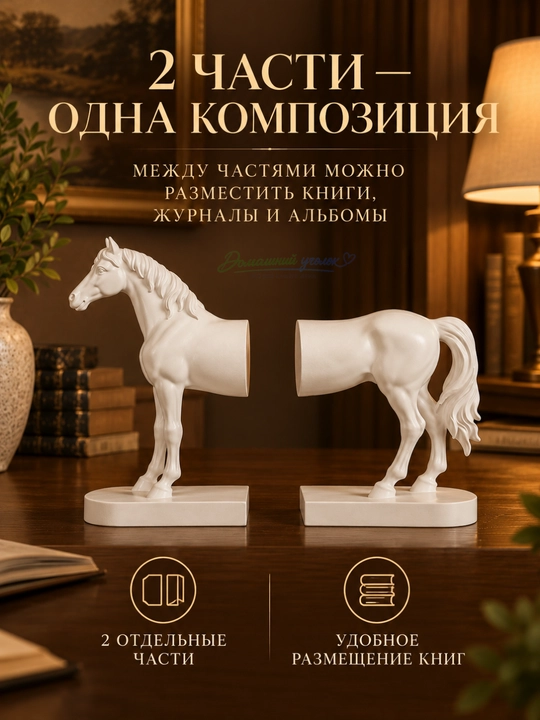 Kitob uchun  tayanch, 2 qism, polirezin, 27×12×16 sm, interyer dekor