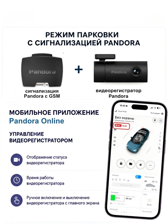Видеорегистратор Pandora Mini Pro, WiFi, 1 камера