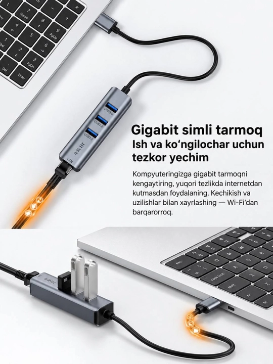 USB 3.0 HUB,3×USB 3.0+RJ45 Gigabit LAN Type-C RJ45 Gigabit Ethernet Type-C USB HUB 3.0