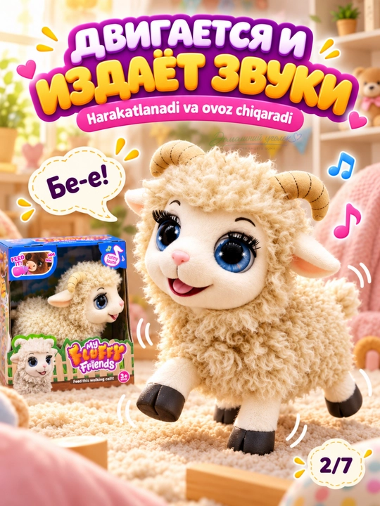 Интерактивная овечка 3+, ходит, издаёт звуки, игрушка-питомец для детей