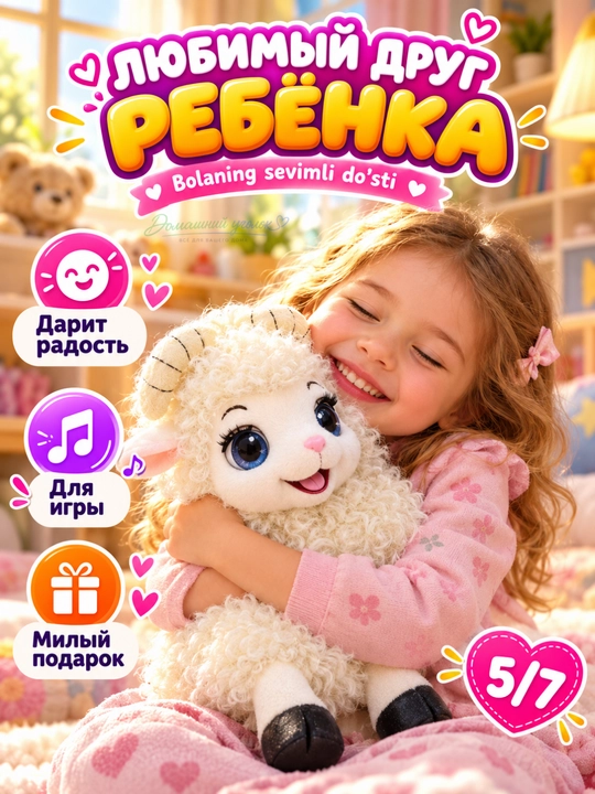 Интерактивная овечка 3+, ходит, издаёт звуки, игрушка-питомец для детей