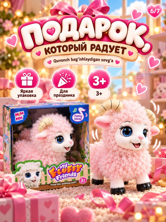 Интерактивная овечка 3+, ходит, издаёт звуки, игрушка-питомец для детей