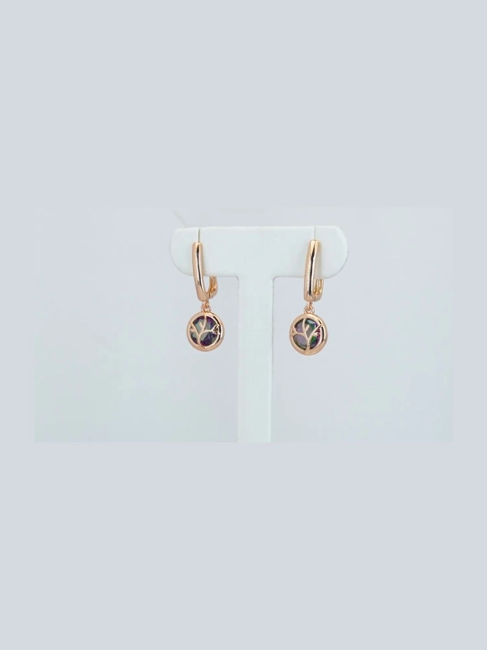 Серьги женские с розовой позолотой 18 карат на меди - 