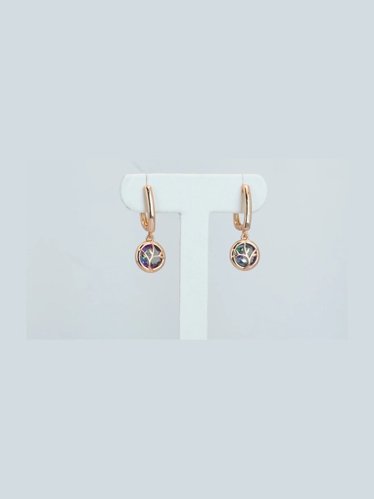 Серьги женские с розовой позолотой 18 карат на меди