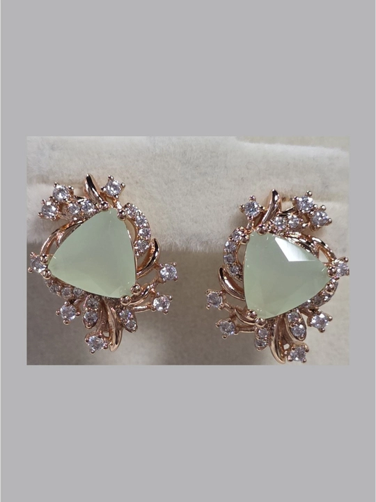 Серьги женские из меди с розовой позолотой 18 карат - 