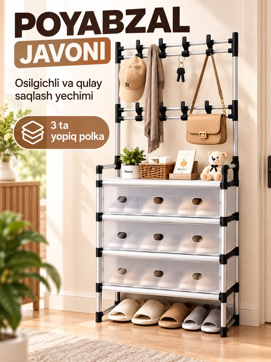 Oyoq kiyim javoni, metall obuv polka, 4, 5 va 9 qavatli poyabzal uchun tokcha
