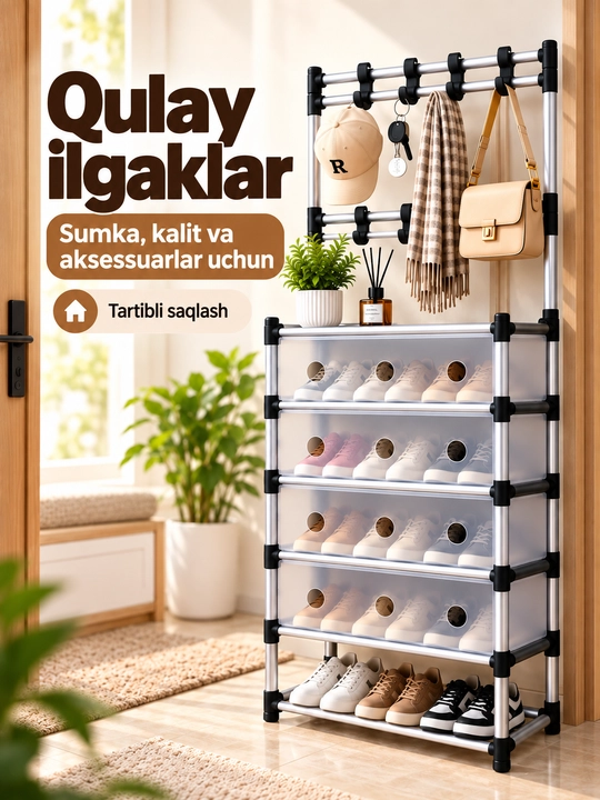 Oyoq kiyim javoni, metall obuv polka, 4, 5 va 9 qavatli poyabzal uchun tokcha