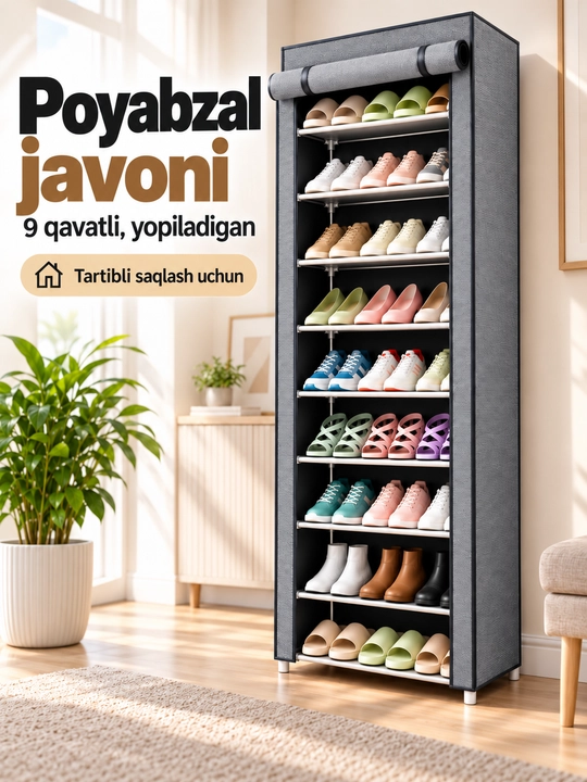 Oyoq kiyim javoni, metall obuv polka, 4, 5 va 9 qavatli poyabzal uchun tokcha