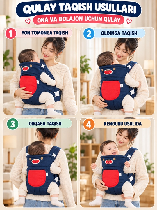Olalar uchun kenguru ryukzak 3v1 — kenguru sumka, chaqaloqlar uchun